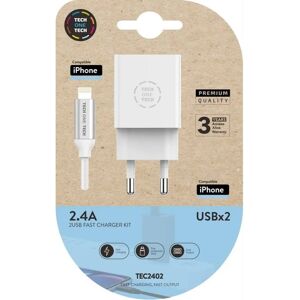 Tech One Tech - Wandladegerät + Lightning Kabel - Weiß Tech One Tech - Wandladegerät + Lightning Kabel - Weiß
