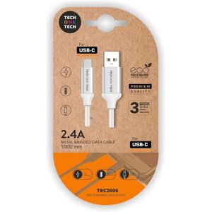 Câble USB-C Tech One Tech - Nylon, 1m - USB 2.0, Blanc - Publicité Câble USB-C Tech One Tech - Nylon, 1m - USB 2.0, Blanc - Publicité
