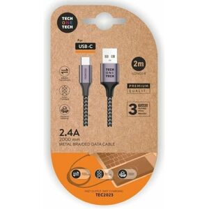 Tech One TEC2023 USB A naar USB-C Kabel - 2 m - Grijs Tech One TEC2023 USB A naar USB-C Kabel - 2 m - Grijs