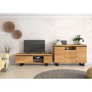 Skraut Home - Ensemble Naturale Salon Salle à Manger avec Pieds, Meuble d'Appoint, Buffet-TV 120cm chêne noir nordique - Publicité Skraut Home - Ensemble Naturale Salon Salle à Manger avec Pieds, Meuble d'Appoint, Buffet-TV 120cm chêne noir nordique - Publicité
