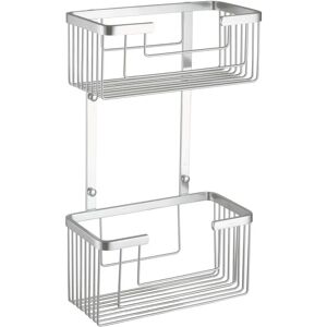 Cesta de ducha rectangular doble de aluminio KIBATH - Almacenamiento en ducha Cesta de ducha rectangular doble de aluminio KIBATH - Almacenamiento en ducha