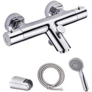 Kibath - Grifo termostático para bañera con set de ducha - Gris claro Kibath - Grifo termostático para bañera con set de ducha - Gris claro
