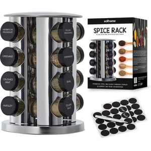 Edihome Stainless Steel Spice Rack - 20 Jars - Compact & Easy Access Edihome Stainless Steel Spice Rack - 20 Jars - Compact & Easy Access