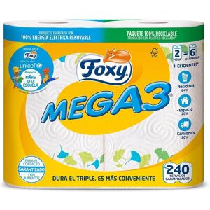 Papel de Cocina Mega3 Foxy Triple Durabilidad - 2 Rulos Papel de Cocina Mega3 Foxy Triple Durabilidad - 2 Rulos