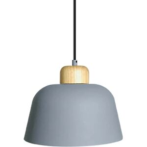 Lampada a Sospensione Wawak Grigia Metallo e Legno - Interni Lampada a Sospensione Wawak Grigia Metallo e Legno - Interni