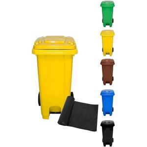 Jardin202 - Cubo de Basura 120L con Pedal y Ruedas - Contenedor Industrial Jardin202 - Cubo de Basura 120L con Pedal y Ruedas - Contenedor Industrial