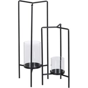 Bigbuy Home Crystal Black Metal Candleholder - 2 Units Bigbuy Home Crystal Black Metal Candleholder - 2 Units