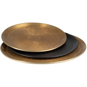 Bigbuy Home Snack Tray - 48x48x2cm Schwarz Gold Aluminium - 3 Stück Bigbuy Home Snack Tray - 48x48x2cm Schwarz Gold Aluminium - 3 Stück