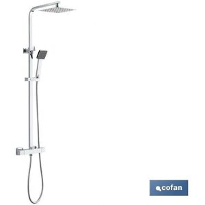 Columna de Ducha Termostática Cofan - Cabezal Cuadrado, Altura Ajustable Columna de Ducha Termostática Cofan - Cabezal Cuadrado, Altura Ajustable