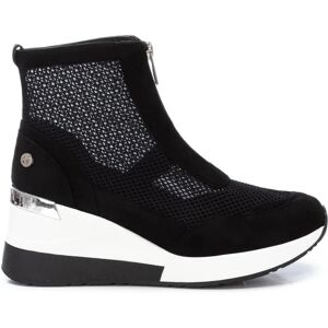 Xti Zwarte Sneakers - Casual, 7cm Wedge Hak, Mesh, Rits Xti Zwarte Sneakers - Casual, 7cm Wedge Hak, Mesh, Rits