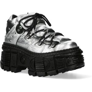 New Rock M-WALL106N-C16 Blau Zilveren Chunky Platform Stadsleren Enkellaarzen - Boots New Rock M-WALL106N-C16 Blau Zilveren Chunky Platform Stadsleren Enkellaarzen - Boots