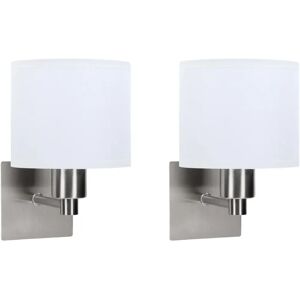 Forlight Lyon Pack 2 Appliques Murales Satin Nickel Diffuseur en Textile Blanc - Lampe Murale - Publicité Forlight Lyon Pack 2 Appliques Murales Satin Nickel Diffuseur en Textile Blanc - Lampe Murale - Publicité