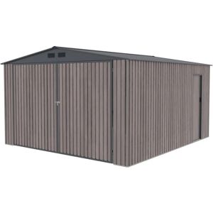 Garage Métallique Gardiun Surrey - Porte Double, Porte Latérale, Effet Bois - Publicité Garage Métallique Gardiun Surrey - Porte Double, Porte Latérale, Effet Bois - Publicité