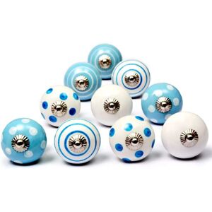 NACNIC Ensemble de 10 boutons en céramique bleu et blanc - Décoration enfant - Publicité NACNIC Ensemble de 10 boutons en céramique bleu et blanc - Décoration enfant - Publicité