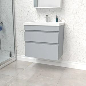 Willesden Bathrooms Matt Grey 600mm 2 Drawer Wall Hung Vanity Cabinet & Basin Sink Unit Willesden Bathrooms Matt Grey 600mm 2 Drawer Wall Hung Vanity Cabinet & Basin Sink Unit