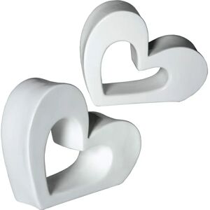 Figuras de Corazón de Cerámica DRW - Juego de 2 - Decoración Blanca Figuras de Corazón de Cerámica DRW - Juego de 2 - Decoración Blanca