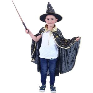 Rappa Dětský černý plášť s kloboukem na Halloween Rappa Dětský černý plášť s kloboukem na Halloween