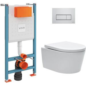 Vitra - V-FixSATrimless-8 - Blanco - Empotrado en pared - Placa cromada - Toilet Vitra - V-FixSATrimless-8 - Blanco - Empotrado en pared - Placa cromada - Toilet