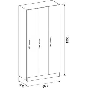 B2B Partner Holzschrank - 3-türig, 1900x900x420 mm - Garderobenschrank B2B Partner Holzschrank - 3-türig, 1900x900x420 mm - Garderobenschrank