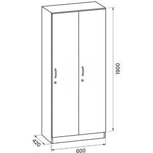 B2B Partner Holzkleiderschrank, 2-türig, 1900x600x420 mm, Schloss, Nussbaum B2B Partner Holzkleiderschrank, 2-türig, 1900x600x420 mm, Schloss, Nussbaum