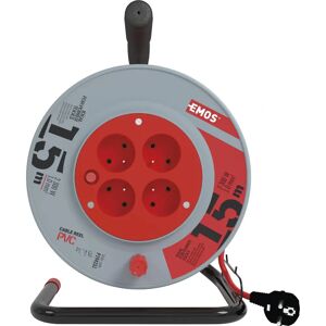 Bobine d'extension Emos 15m - 4 prises avec terre - Publicité Bobine d'extension Emos 15m - 4 prises avec terre - Publicité