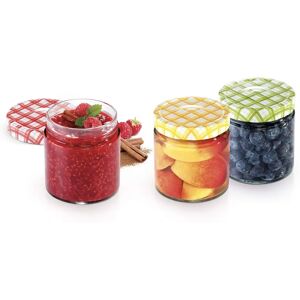 Tescoma Della Casa Glazen Potten - 3 stuks, 400ml, Kleurige deksels Tescoma Della Casa Glazen Potten - 3 stuks, 400ml, Kleurige deksels