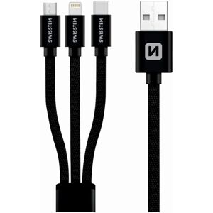Kabel tekstylny 3-w-1 Swissten 1,2m - Ładowanie i dane Kabel tekstylny 3-w-1 Swissten 1,2m - Ładowanie i dane