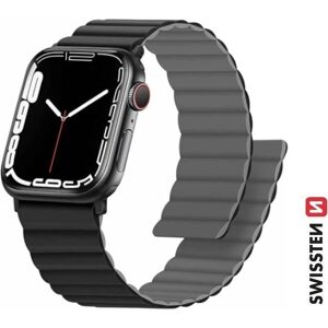 Bracelet en silicone Swissten pour Apple Watch - Magnétique 38/40/41 mm Noir/Gris - Bracelet Connecté Bracelet en silicone Swissten pour Apple Watch - Magnétique 38/40/41 mm Noir/Gris - Bracelet Connecté