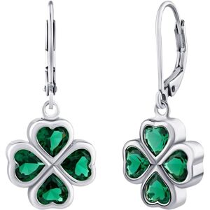 Silvego Cercei din argint cu trifoi cu zirconiu verde Silvego Cercei din argint cu trifoi cu zirconiu verde