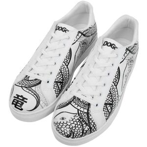 Witte vegan leren sneakers DOGO - Draak ontwerp - Maat 44 Witte vegan leren sneakers DOGO - Draak ontwerp - Maat 44