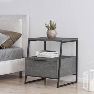 Livetastic Grau Retro Nachttisch 45x40x50cm Livetastic Grau Retro Nachttisch 45x40x50cm