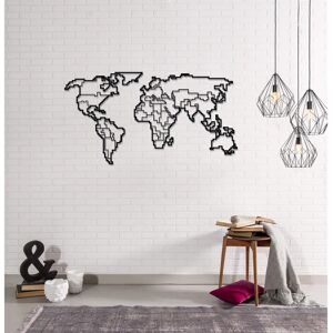 Decoración mural de mapa del mundo de Homemania - Negro - 100x0,15x53 cm Decoración mural de mapa del mundo de Homemania - Negro - 100x0,15x53 cm