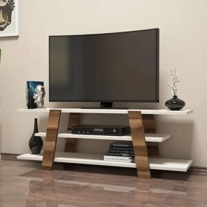 Hanah Home Dulap TV Nuc și Crem - Design Modern Hanah Home Dulap TV Nuc și Crem - Design Modern