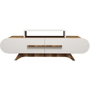 Hanah Home Meuble TV Rose - Noyer, Blanc - Meuble TV - Publicité Hanah Home Meuble TV Rose - Noyer, Blanc - Meuble TV - Publicité
