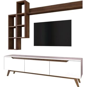 MUEBLES Nuez y Blanco Conjunto de TV Moderno MUEBLES Nuez y Blanco Conjunto de TV Moderno