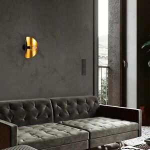 Helios Zwart en Goud Wandlamp - 13x17x30 cm - E27 100W Helios Zwart en Goud Wandlamp - 13x17x30 cm - E27 100W