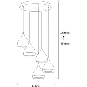 Yildo Adjustable Chandelier - 5 Shades - Modern Drop Design Yildo Adjustable Chandelier - 5 Shades - Modern Drop Design