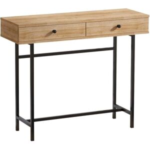 Buffet Kailua Noir et Chêne - 2 Tiroirs, 86x100x35cm - Console - Publicité Buffet Kailua Noir et Chêne - 2 Tiroirs, 86x100x35cm - Console - Publicité
