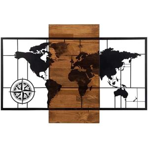 Carte du Monde en Bois avec Boussole - Décoration Murale - Publicité Carte du Monde en Bois avec Boussole - Décoration Murale - Publicité