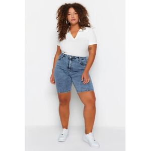 Spodenki Trendyol Curve Plus Size - Niebieskie - Wysoka talia - Mini Casual Spodenki Trendyol Curve Plus Size - Niebieskie - Wysoka talia - Mini Casual