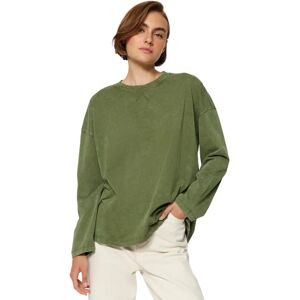 Trendyol Khaki Relaxed Fit Long Sleeve T-Shirt - Casual Wear Trendyol Khaki Relaxed Fit Long Sleeve T-Shirt - Casual Wear