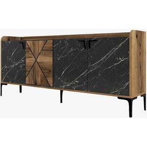 MUEBLES Kailua 172 Buffet - Marbre noir + Noyer - Publicité MUEBLES Kailua 172 Buffet - Marbre noir + Noyer - Publicité