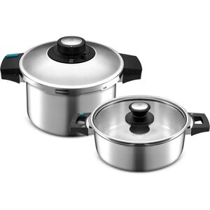 Karaca Silver Pressure Cooker Set - 4+6L Induction Compatible Karaca Silver Pressure Cooker Set - 4+6L Induction Compatible