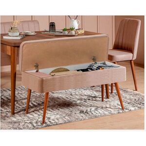 Hanah Home - Udtrækkeligt Spisebordssæt med Valnød og Stein - 4 Dele Hanah Home - Udtrækkeligt Spisebordssæt med Valnød og Stein - 4 Dele