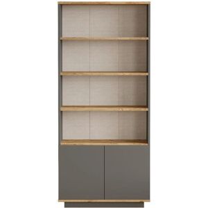 Estantería Hanah Home - Antracita y Natural - 2 Puertas, 4 Estantes - Estantería Estantería Hanah Home - Antracita y Natural - 2 Puertas, 4 Estantes - Estantería