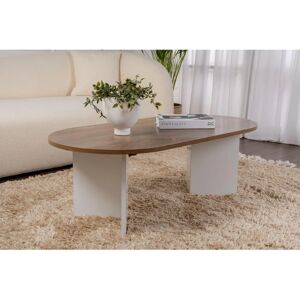 Hanah Home Walnoot en Wit Ovale Salontafel - Salontafel Hanah Home Walnoot en Wit Ovale Salontafel - Salontafel