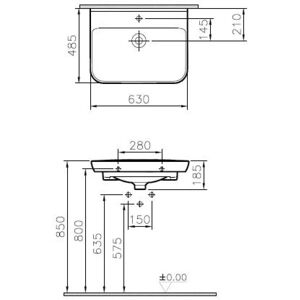 Vitra Sento Wastafel 63x48,5cm - Wastafel Vitra Sento Wastafel 63x48,5cm - Wastafel