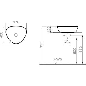 Vitra Plural Witte Asymmetrische Keramische Wastafel - Wastafel Vitra Plural Witte Asymmetrische Keramische Wastafel - Wastafel