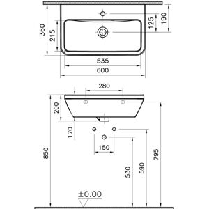 Vitra Integra Lavabo suspendido - 60x36cm - Blanco - Cerámica Vitra Integra Lavabo suspendido - 60x36cm - Blanco - Cerámica