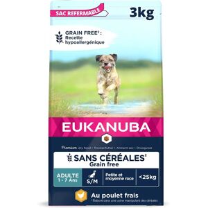 Eukanuba Grain Free Adult Small/Medium chicken - 3 kg Eukanuba Grain Free Adult Small/Medium chicken - 3 kg